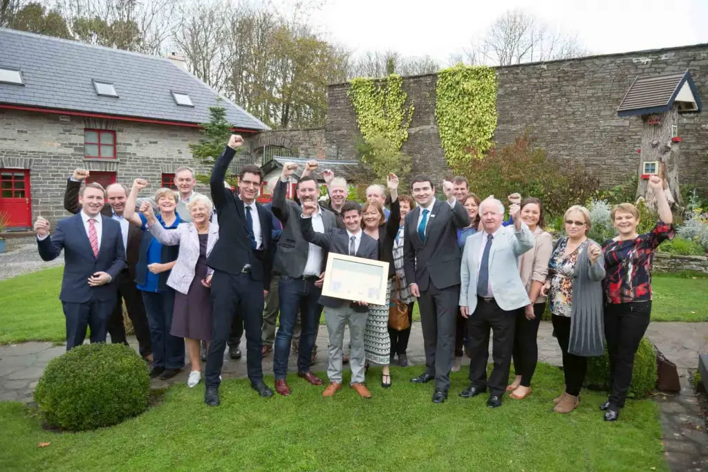 Paddy Mathews Head of Investment Failte Ireland, Cllr Ian Lynch and members of Scattery island Heritage Group, Minister Brendan Griffin, Joe Carey TD and local representatives. Pic: Eamon Ward