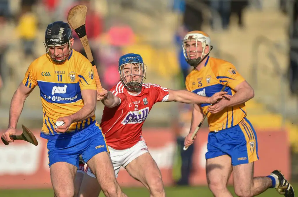 Cathal Malone in control of the situation despite the close attention of Cork's Conor O'Sullivan Photo: Martin Connolly