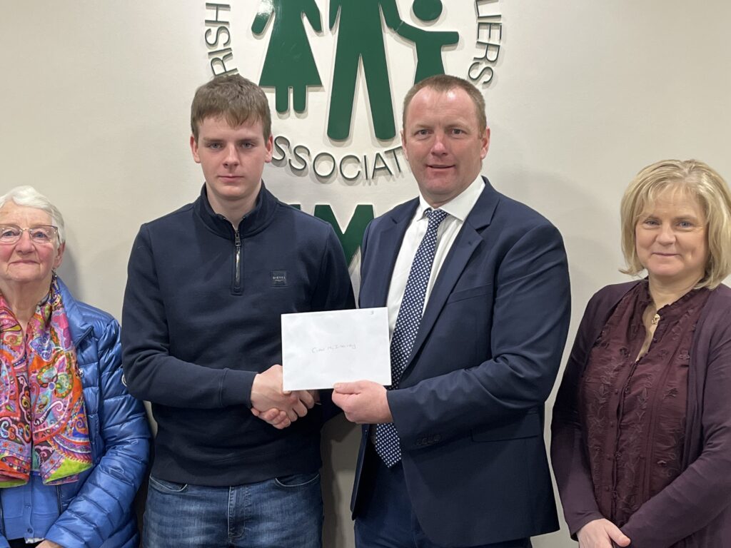 Sixmilebridge farm student presented with €1500 John Feely Scholarship at ICMSA office in Limerick
