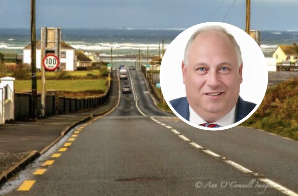 Photograph: Quilty Village by Ann O'Connell || Inset: Cathaoirleach for the West Clare MD Cllr Michael Shannon (FF)