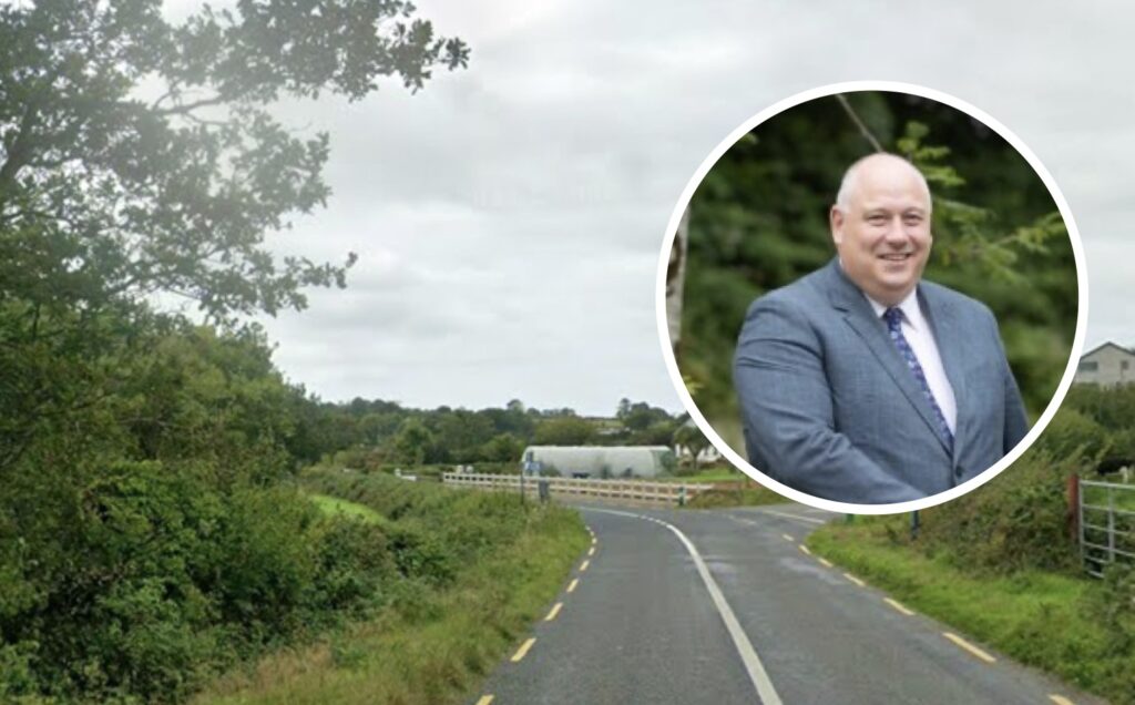 Section of the R486 discussed by councillors || Inset: Cathaoirleach for the West Clare MD Cllr Michael Shannon