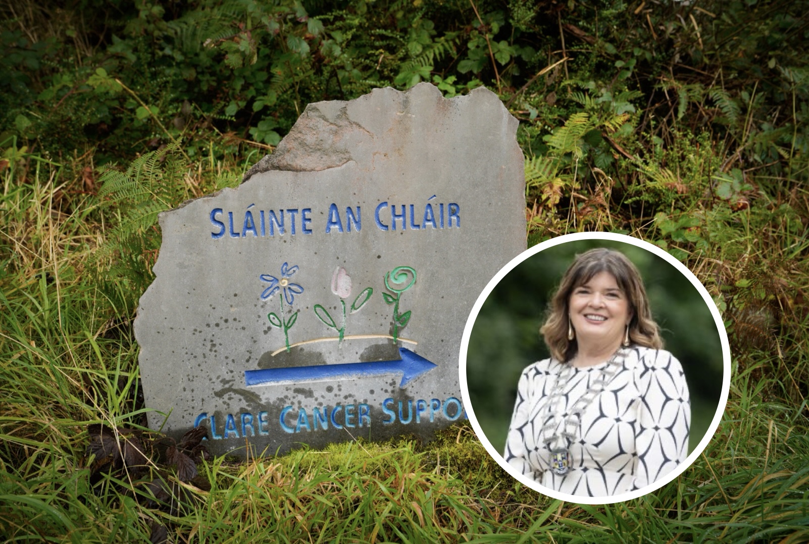 The crossroads on the main Ennis to Lahinch road serves Slainte an Chlair (Photograph: Paschal Brooks) || Inset: Cllr Clare Colleran Molloy