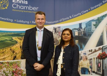Ennis Chamber President, Frank Holly with Kavita Singh of Berka Solutions.