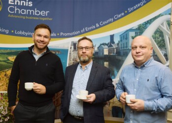 Richie Fitzgerald of Fitzgerald Energy Solutions with The Clare Echo's Kieran Murphy and Cian Murray of Fitzgerald Energy Solutions.